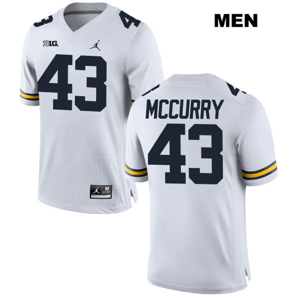 Men's NCAA Michigan Wolverines Jake McCurry #43 White Jordan Brand Authentic Stitched Football College Jersey DP25W23ZO